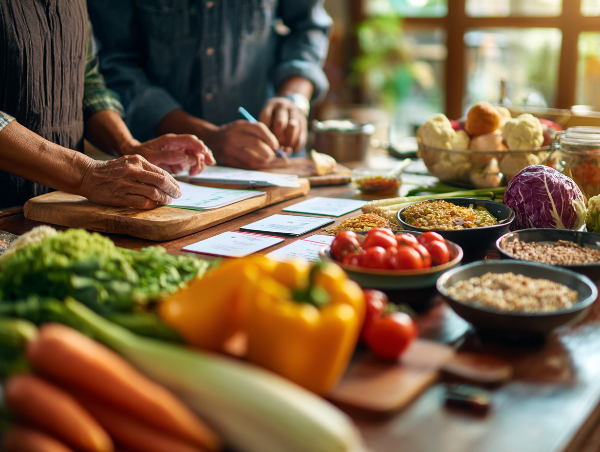 Bucătar pregătind mese sănătoase cu ingrediente proaspete